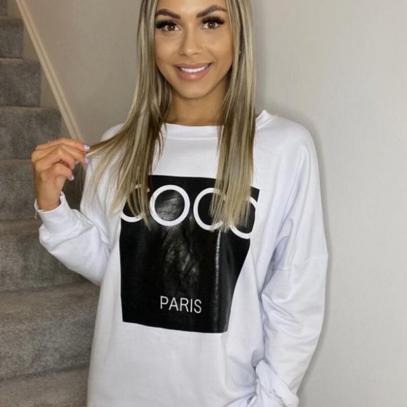 None Tops - NWT White Coco Paris Oversized Sweatshirt